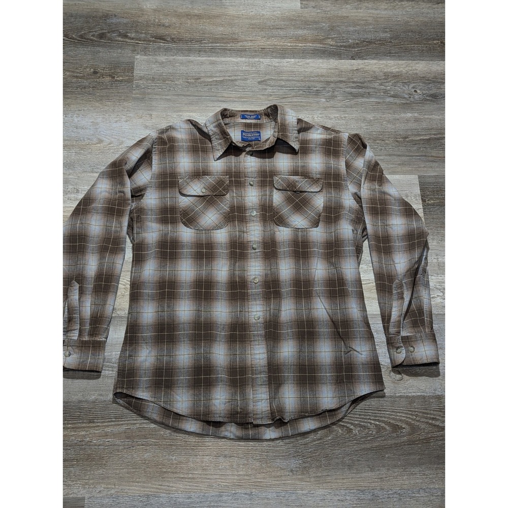 Pendleton Hiker Shirt Mens Large Brown Plaid Button Up Outdoor Cotton Flannel